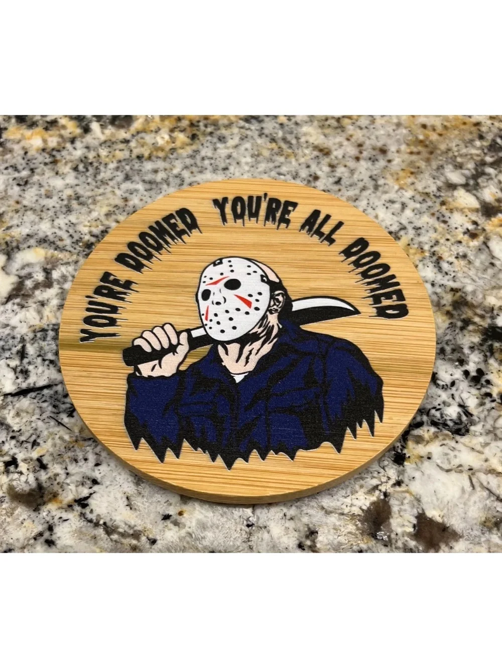 Horror Movie Character Bamboo Coasters - Set of 6 (Natural Wood)